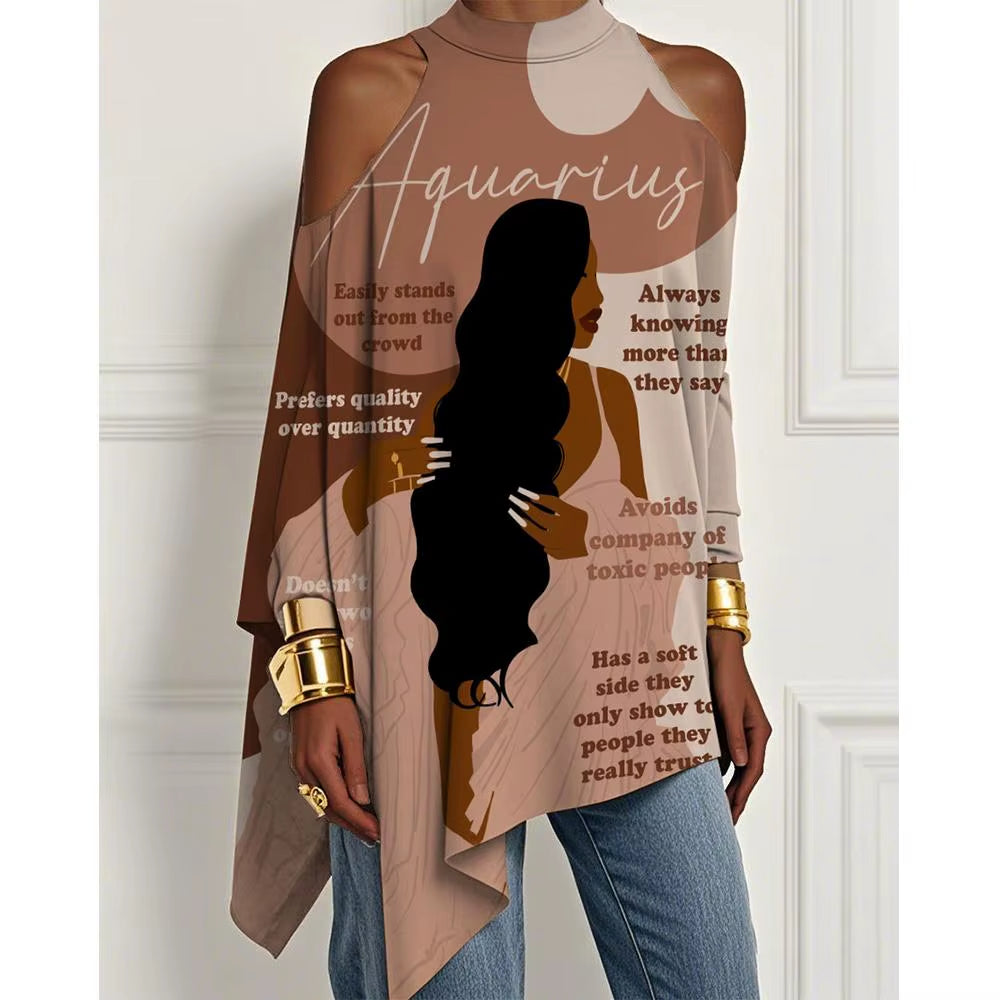 Trendy Off-The-Shoulder Dress with Irregular Hem and Loose Long-Sleeved T-Shirt Design in European and American Style