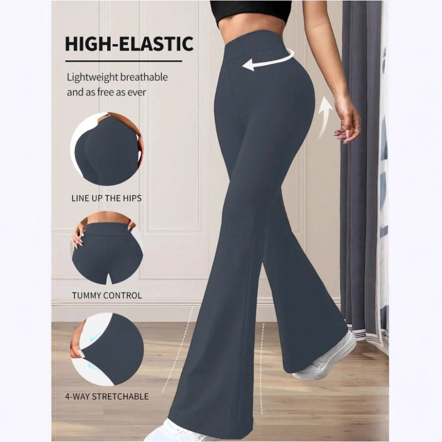 High-Waisted Bootcut Yoga Pants for Women in Solid Colors