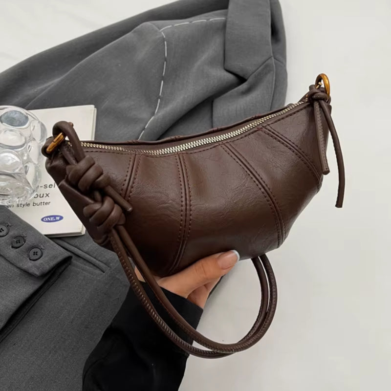 High-Quality Velvet Zipper Shoulder Bag - Solid Color Simple Fashionable Crossbody Handbag in Soft Western Style