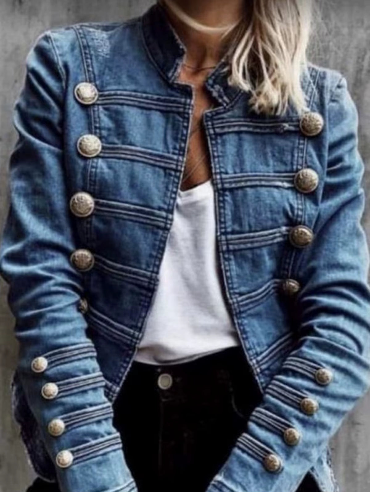Women's Vintage Commuter Denim Coat - Autumn European American Fashion Slim Fit Double Breasted Jacket