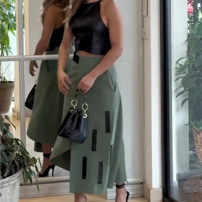 Summer New Fashion Halter Short Dress Fashionable Skirt Two-Piece Set