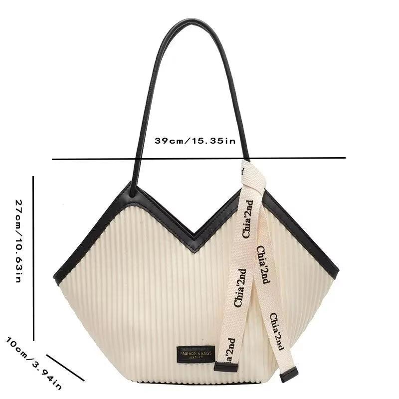 Korean-Inspired Oversized Women's Canvas Tote Bag - Versatile Commuter Shoulder Bag for Students