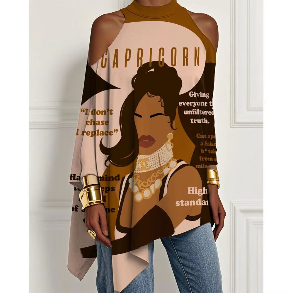 Trendy Off-The-Shoulder Dress with Irregular Hem and Loose Long-Sleeved T-Shirt Design in European and American Style