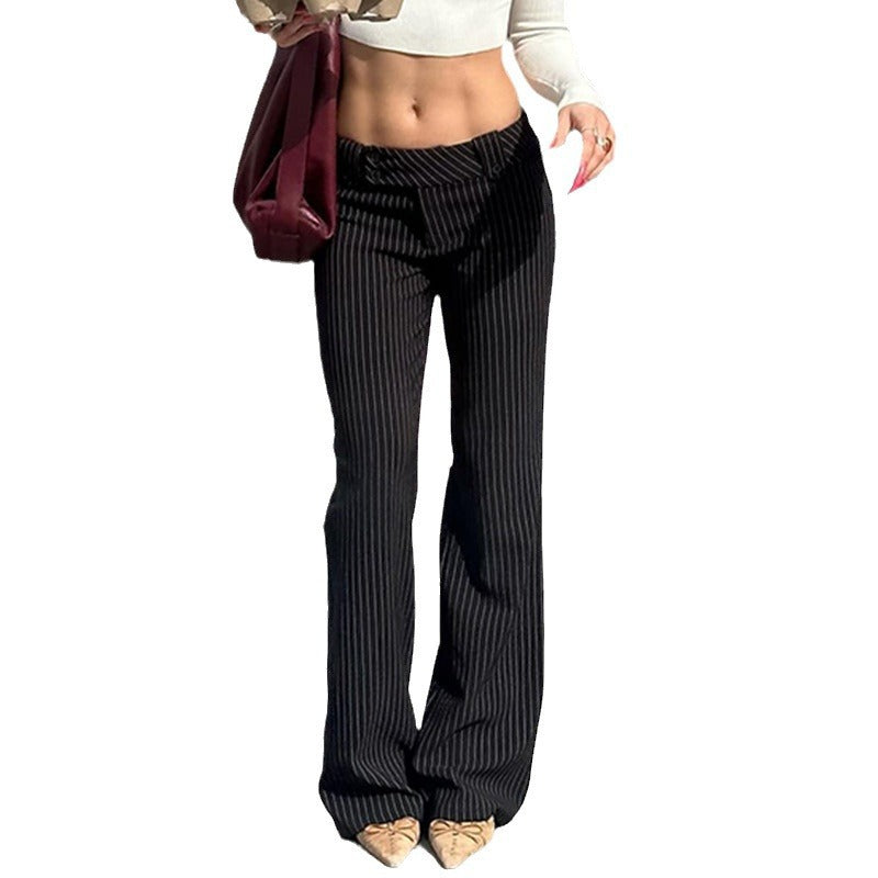 Slightly Pull Women’s Casual Pants with Striped Contrast Color