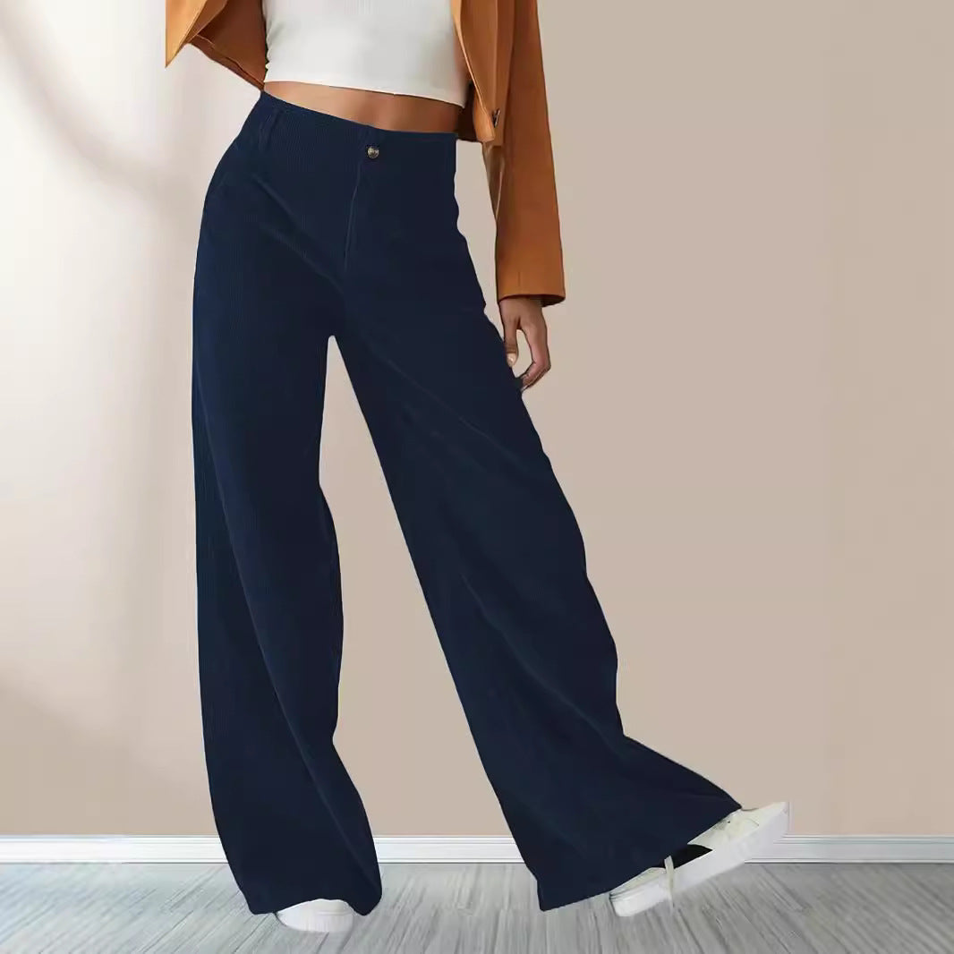 High-Waist Casual Straight Pants for Women with Slimming Design