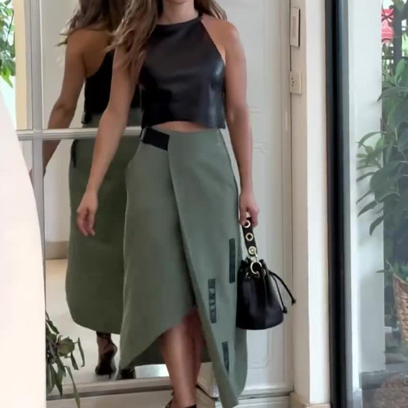 Summer New Fashion Halter Short Dress Fashionable Skirt Two-Piece Set