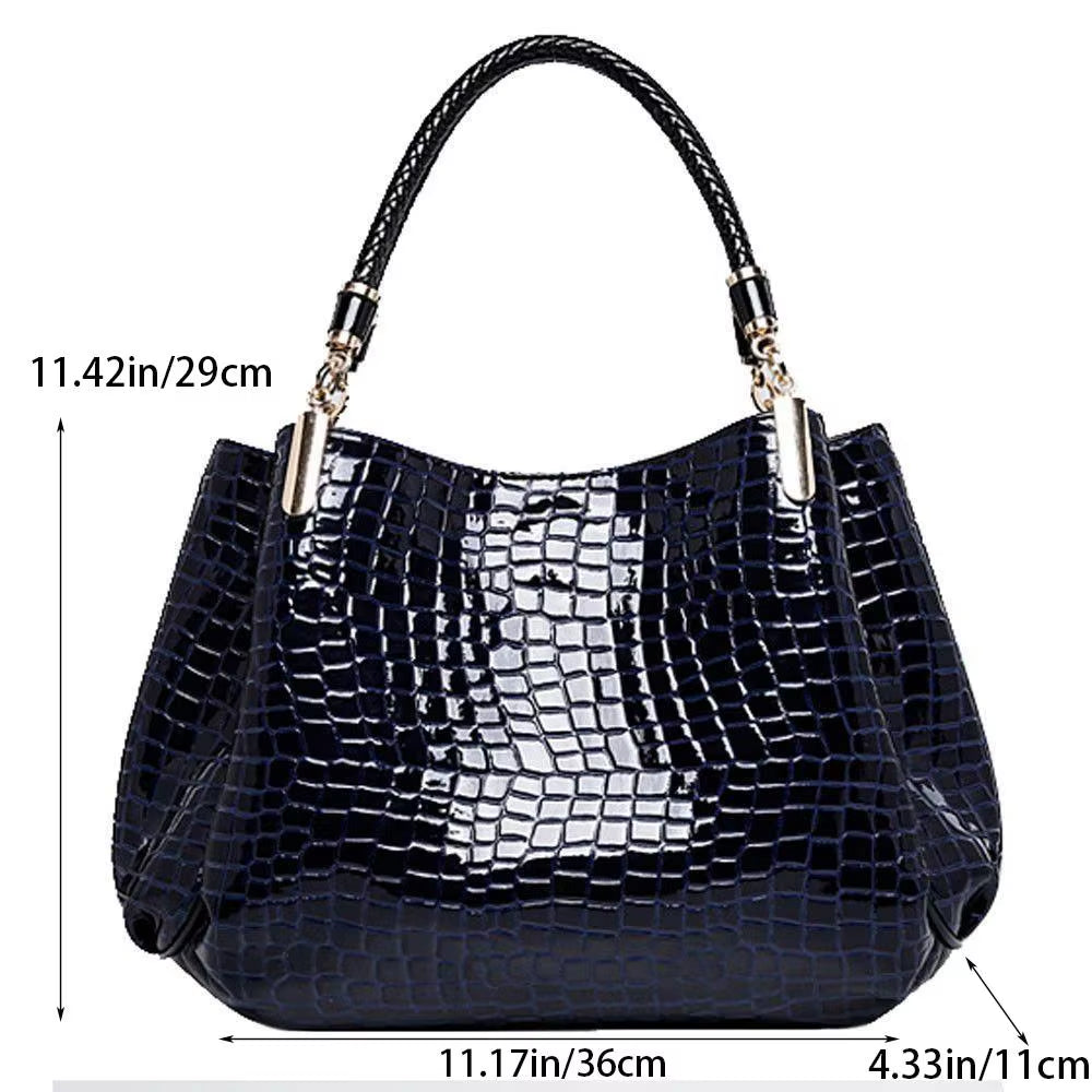 Large Capacity Crocodile Print Tote Bag for Women - Ideal for Daily Commute and Shopping