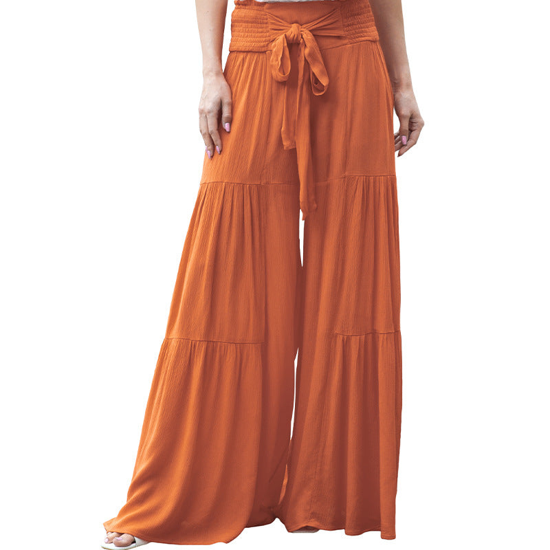 Elegant Smocked Waist Trousers for Women