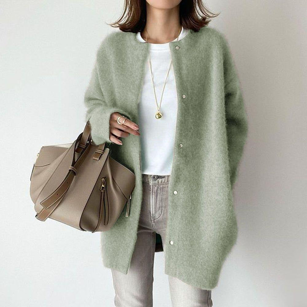 Women's Solid Color Knitted Single Breasted Cardigan - Autumn and Spring Fashion Jacket