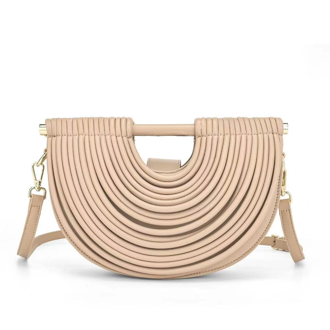 Luxury Handwoven Gold and Silver Evening Clutch for Women - 2025 Designer Brand Half Moon Rope Knotted Noodle Bag