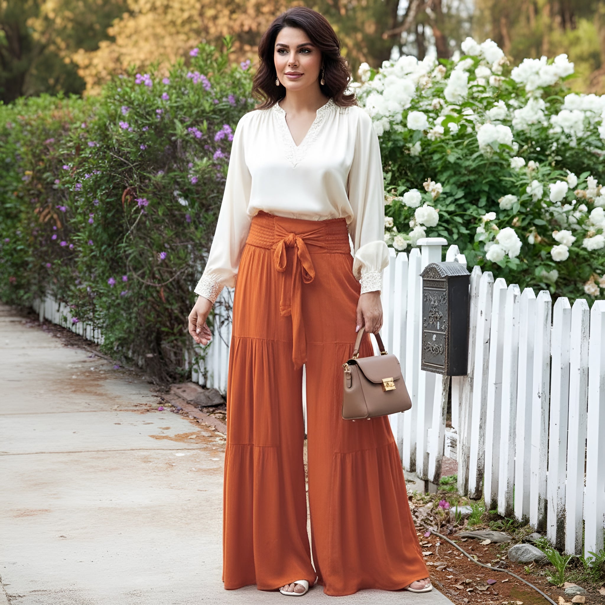 Elegant Smocked Waist Trousers for Women