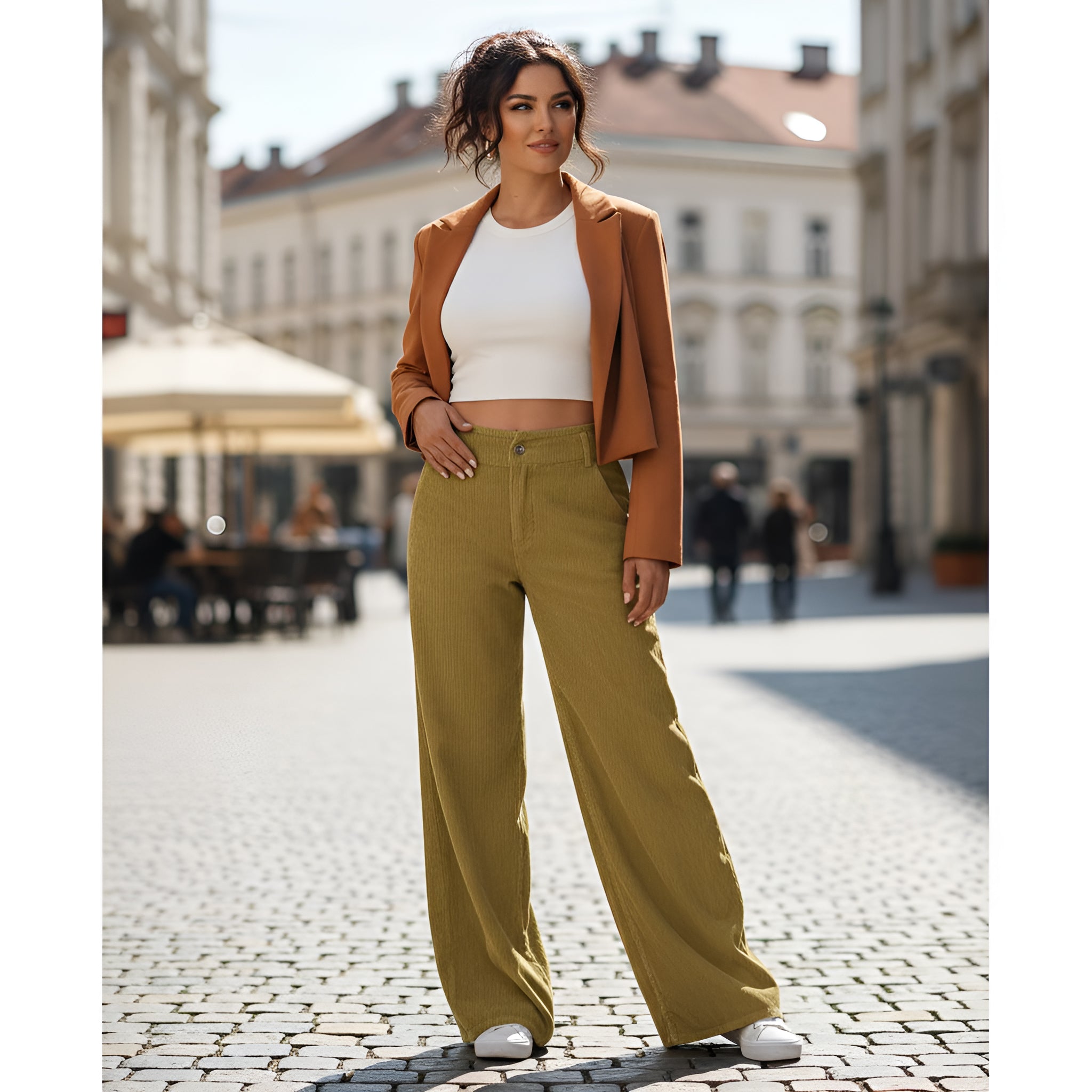 High-Waist Casual Straight Pants for Women with Slimming Design
