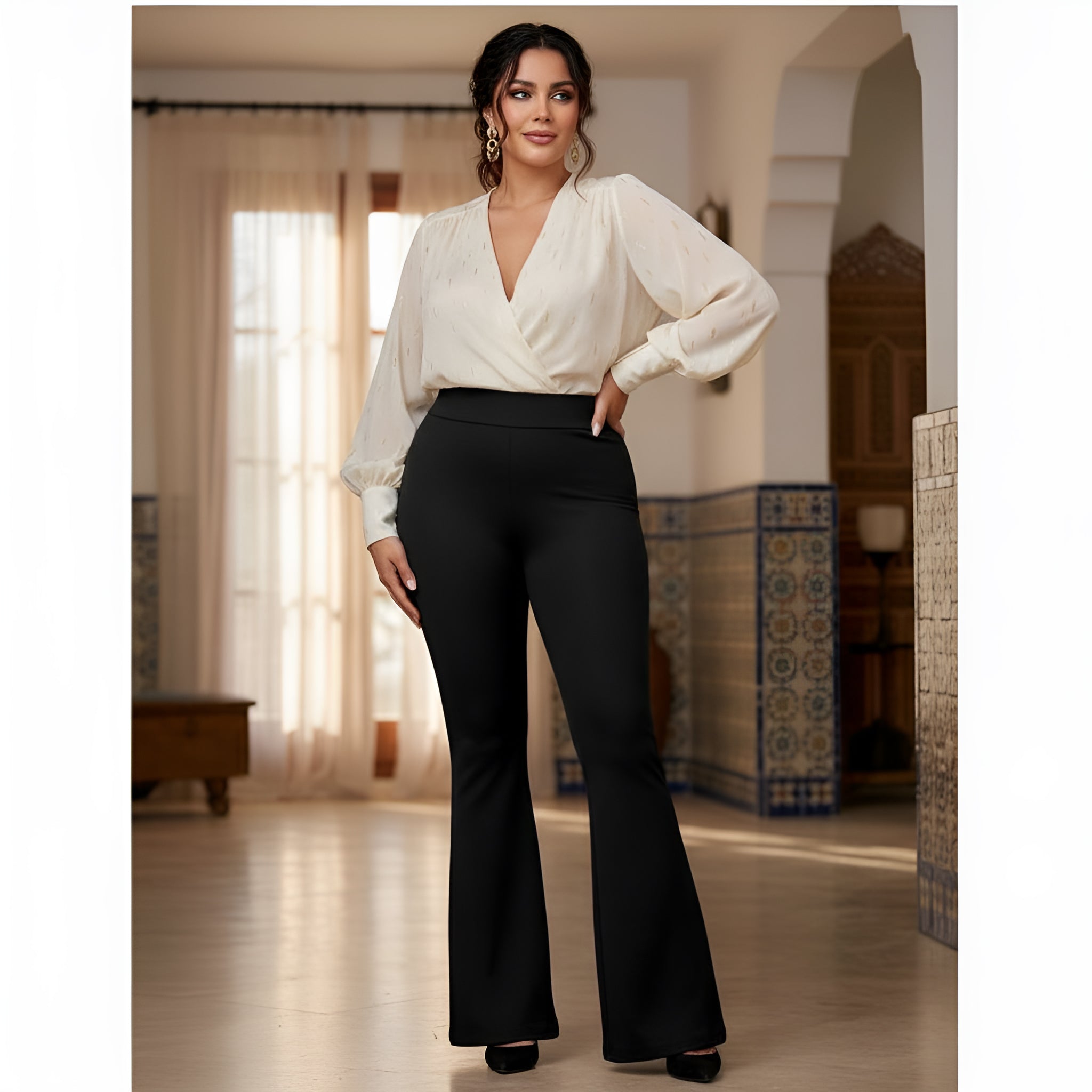 High-Waisted Bootcut Yoga Pants for Women in Solid Colors