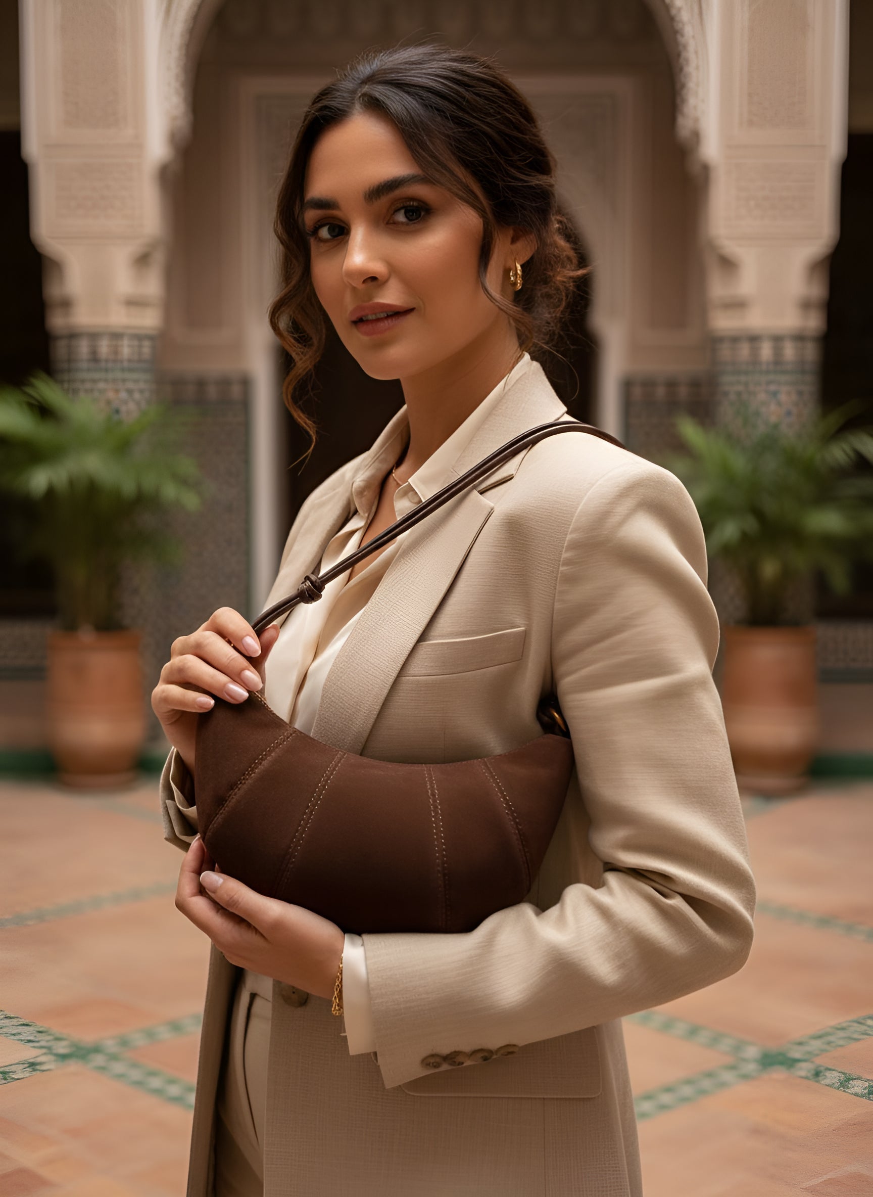 High-Quality Velvet Zipper Shoulder Bag - Solid Color Simple Fashionable Crossbody Handbag in Soft Western Style