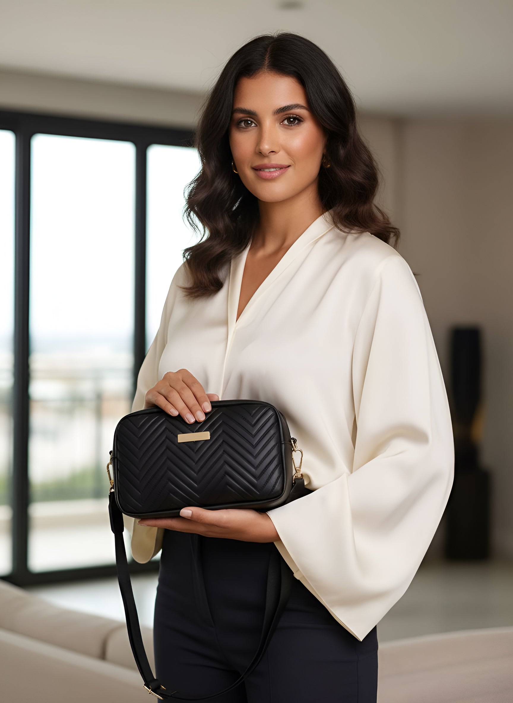 Minimalist Quilted Crossbody Bag Wallet for Women - Trendy PU Shoulder Handbag and Mobile Phone Carrier