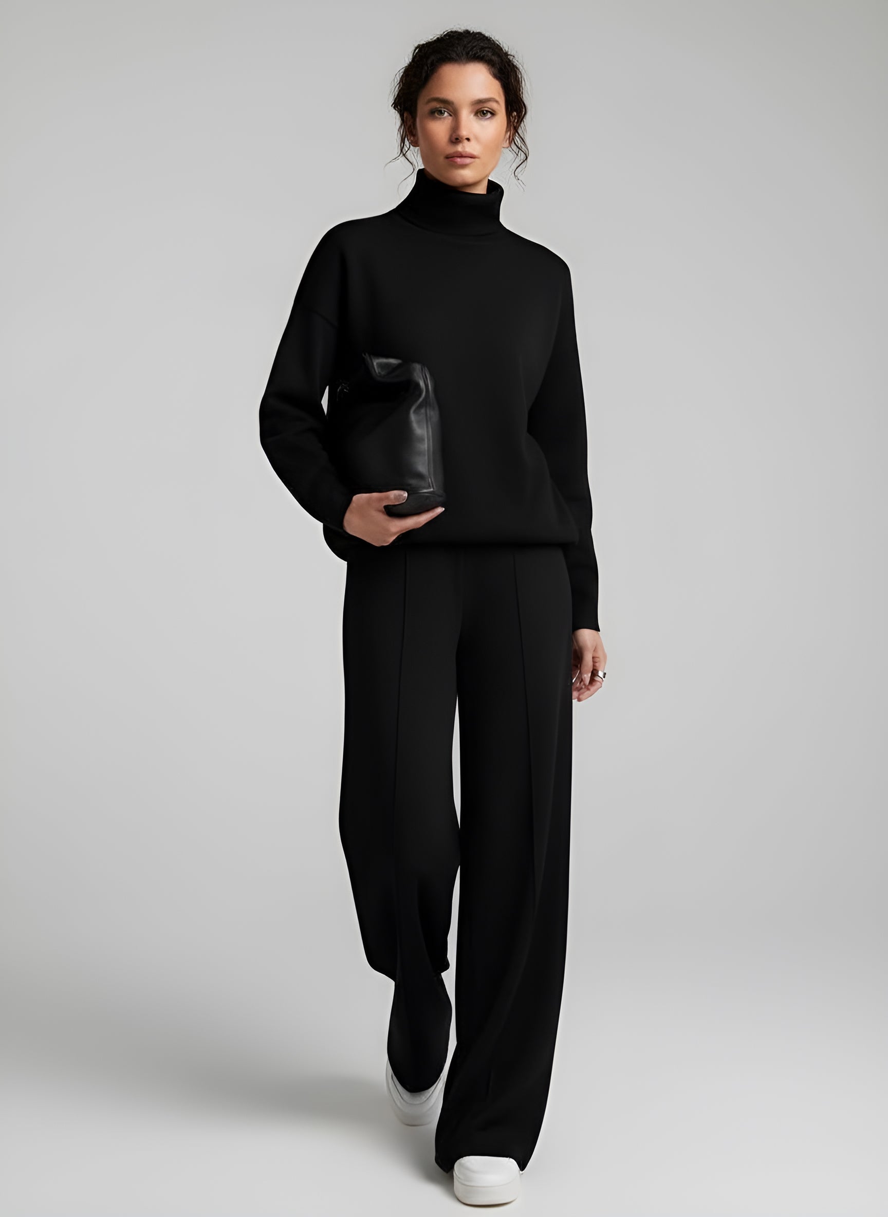 Long Sleeve Turtlenecks Wide Leg High Waist Trousers Suit

Product Description:
Elevate your wardrobe with our Long Sleeve Turtlenecks Wide Leg High Waist Trousers Suit, a perfect blend of style and comfort. This chic ensemble is designed for the modern woman who appreciates both elegance and versatility. Crafted from high-quality cotton, the suit features a solid color pattern available in a variety of stunning shades including bean green, light gray, dark red, sapphire blue, navy blue, orange red, and cla