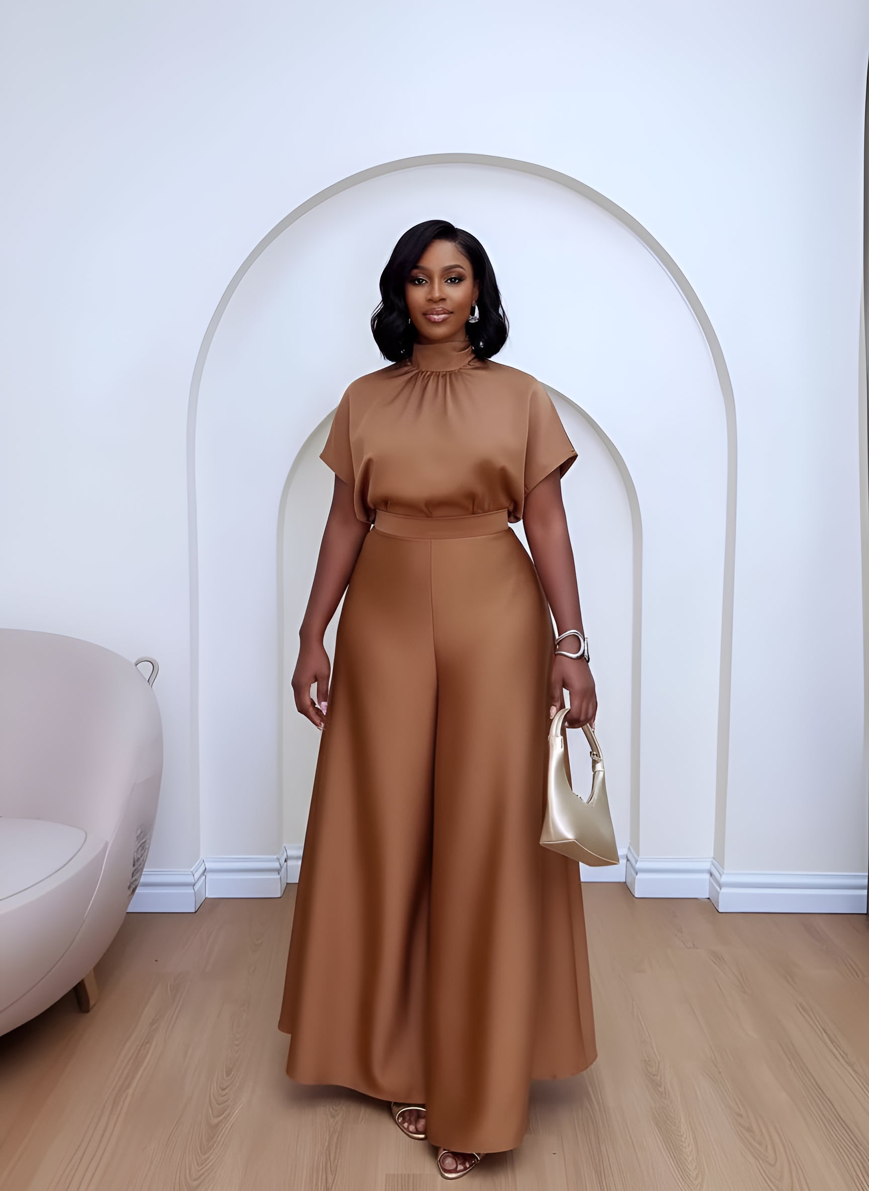 Satin Silky Strap Flounced Sleeve Wide Leg Two-Piece Set

Product Description:
Elevate your wardrobe with our Satin Silky Two-Piece Set, designed to provide both comfort and style. This exquisite set features flounced sleeves and a wide-leg design, perfect for various occasions, whether it's a casual outing, a brunch with friends, or a more formal event. The luxurious satin fabric drapes beautifully, ensuring you look effortlessly chic while feeling comfortable all day long. Available in vibrant colors such