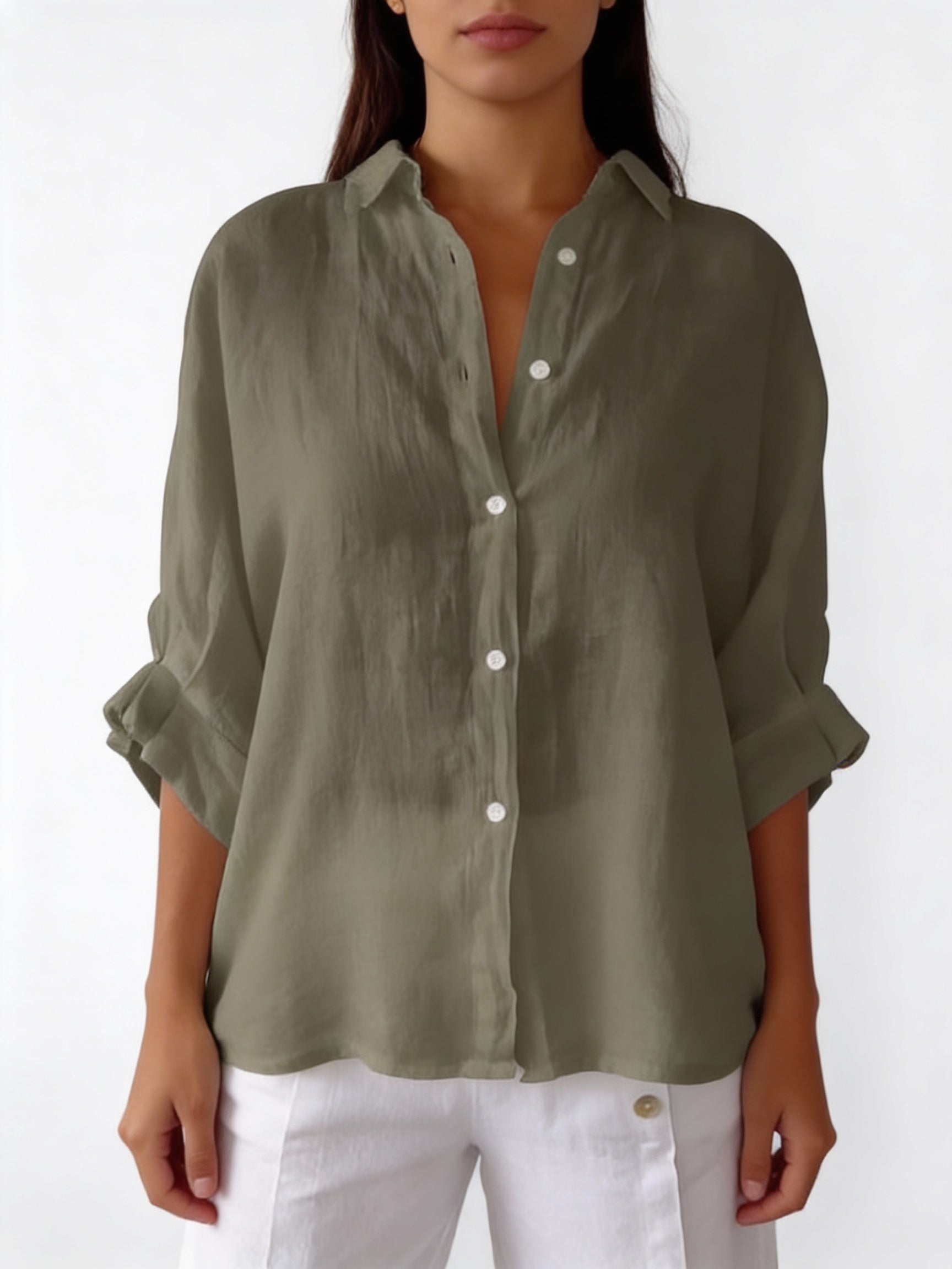 Women's Summer Cotton Linen Shirt - Casual Loose Fit Blouse for Streetwear