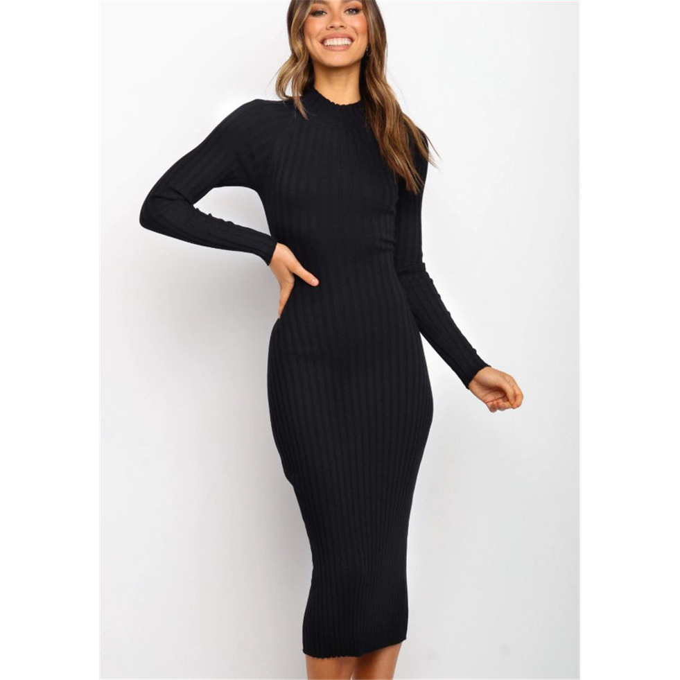 Women's Solid Color Backless Bow Detail Sweater Dress