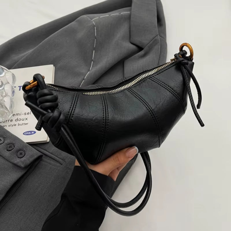 High-Quality Velvet Zipper Shoulder Bag - Solid Color Simple Fashionable Crossbody Handbag in Soft Western Style