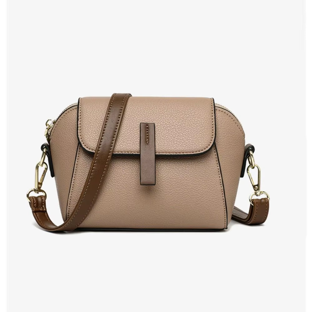 Luxury  Leather Women's Crossbody and Shoulder Bag - Elegant Solid Color Cowhide Handbag and Messenger Bag