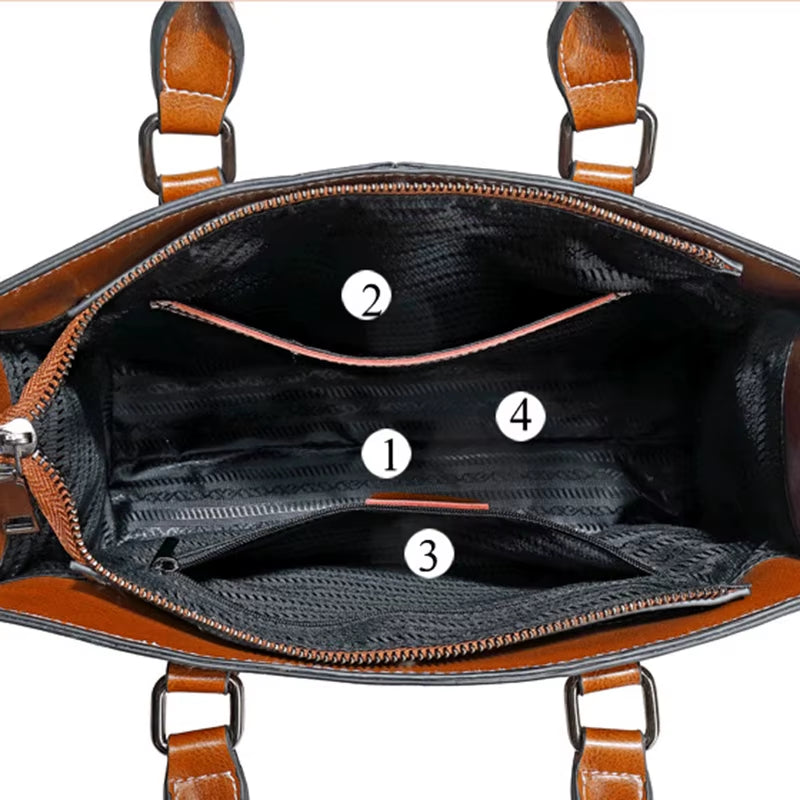 Genuine Leather Women's Crossbody Tote Bag - Fashionable Cowhide Messenger for Shopping and Office Use