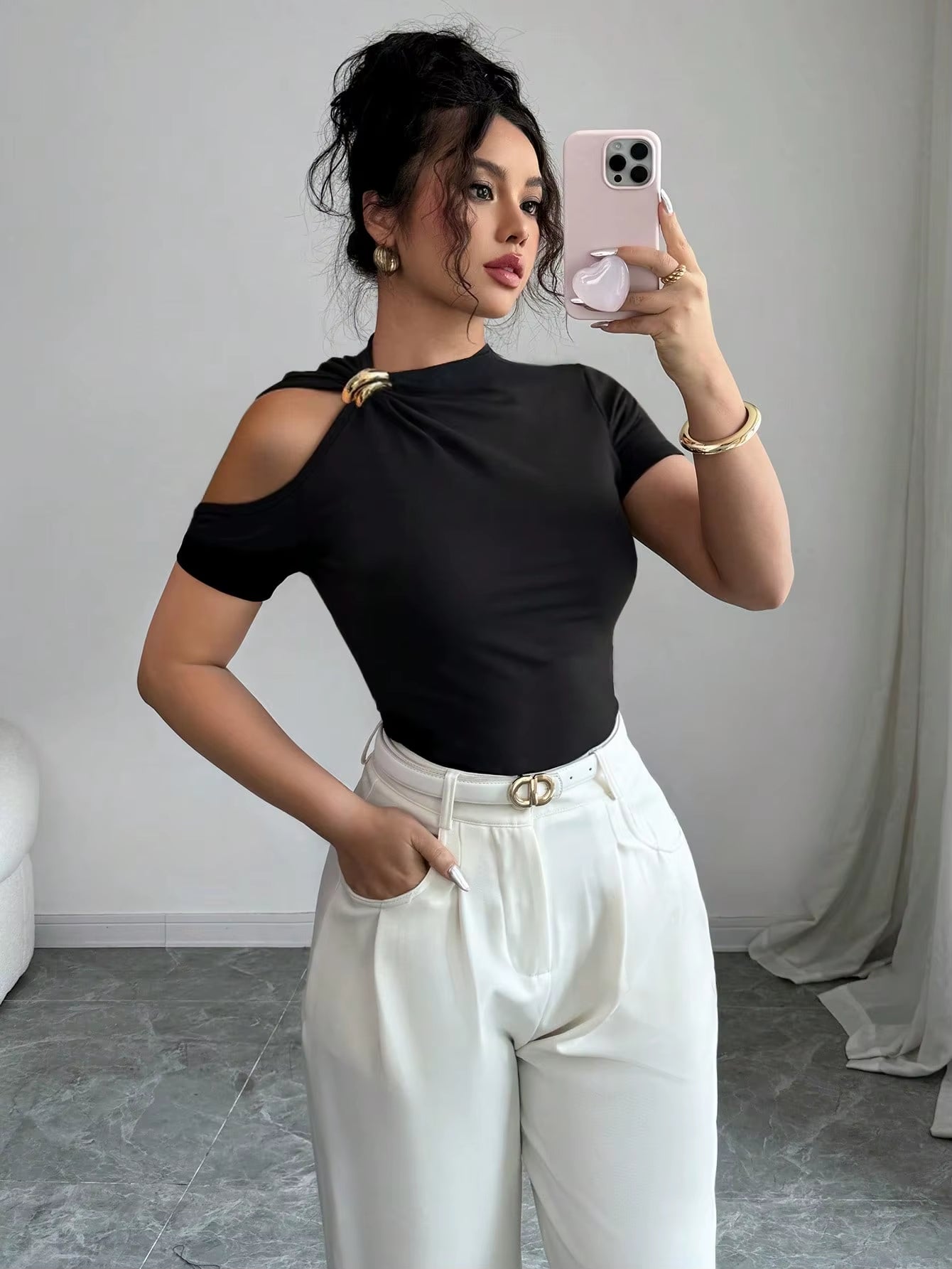 Elegant and Versatile Off-Shoulder Women's T-Shirt