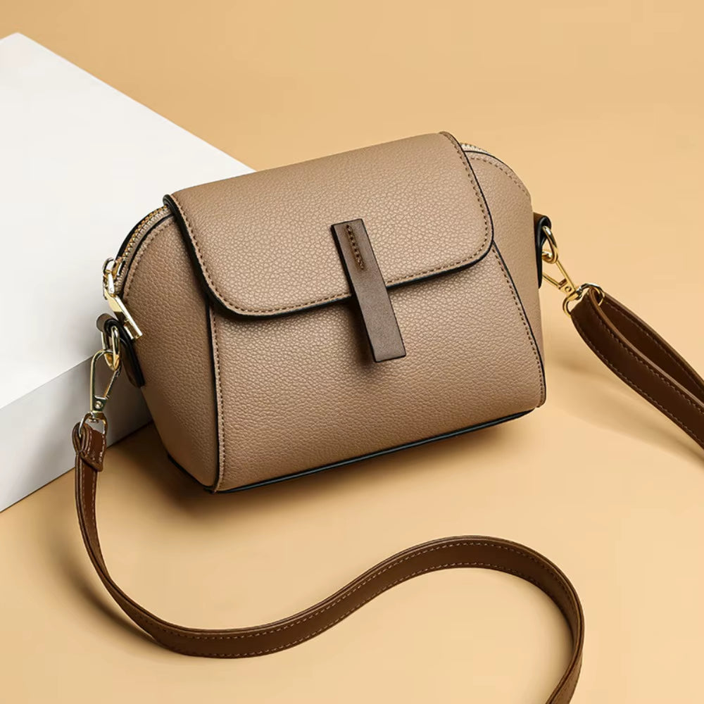 Luxury  Leather Women's Crossbody and Shoulder Bag - Elegant Solid Color Cowhide Handbag and Messenger Bag