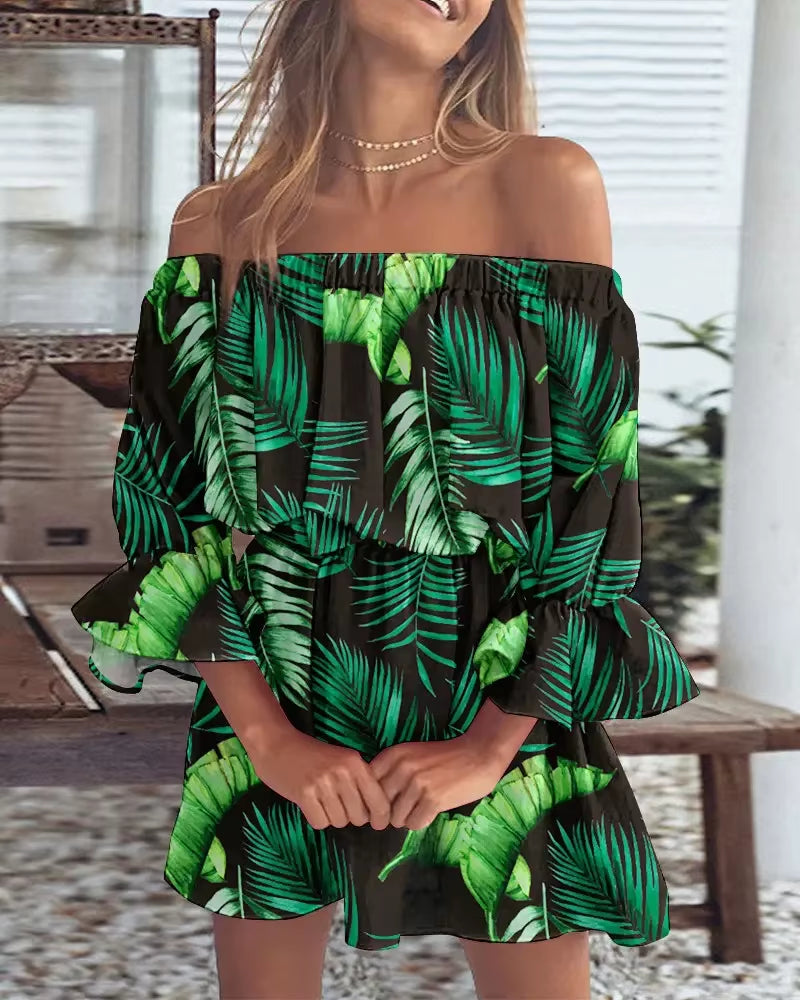 Women's Floral Off-Shoulder Blouse - Summer Boho Casual Backless Top for Holiday Wear 2023