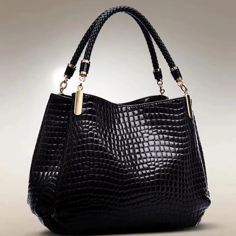 Large Capacity Crocodile Print Tote Bag for Women - Ideal for Daily Commute and Shopping