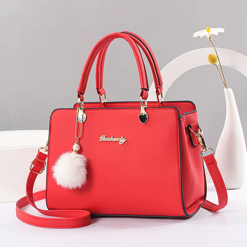 Pure Color Simple Fashion Atmospheric Women'S Handbag, the Temperament of the High-Grade All-In-One Travel Single Shoulder Cross