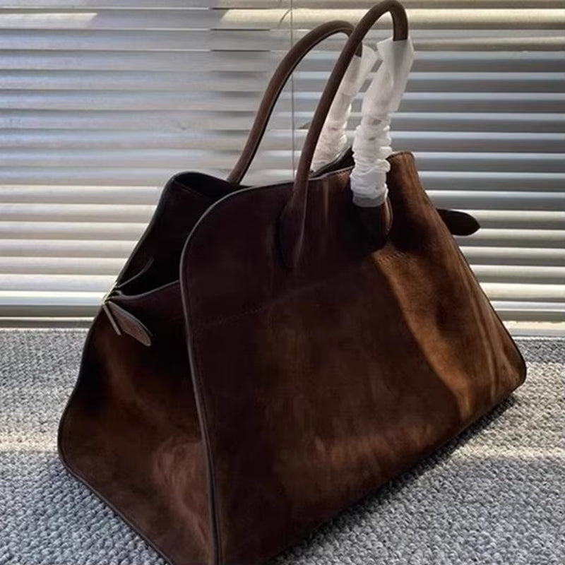 Elegant Women's Luxury Suede Tote Bag - Soft Leather, Spacious Shoulder Handbag for Commuting