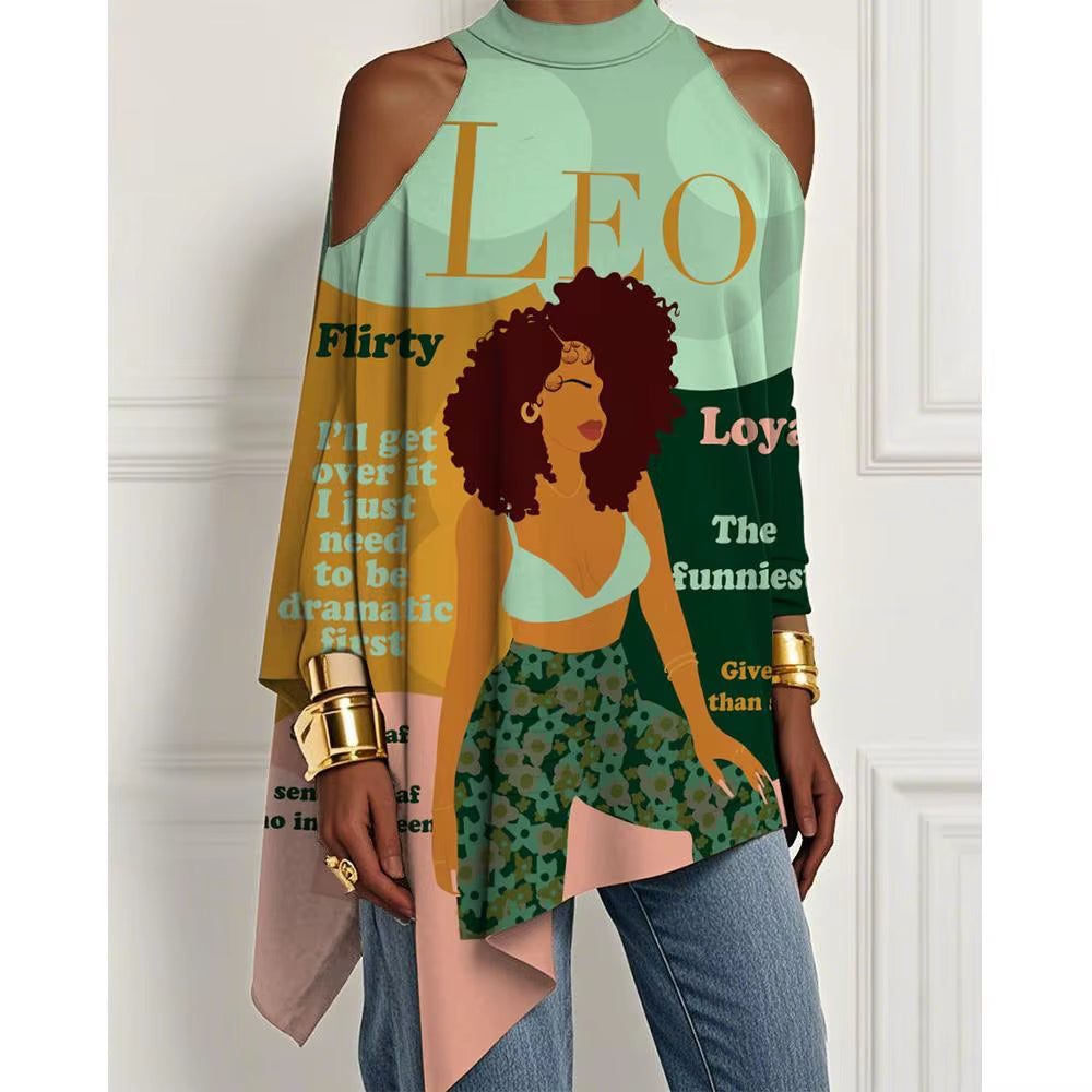 Trendy Off-The-Shoulder Dress with Irregular Hem and Loose Long-Sleeved T-Shirt Design in European and American Style