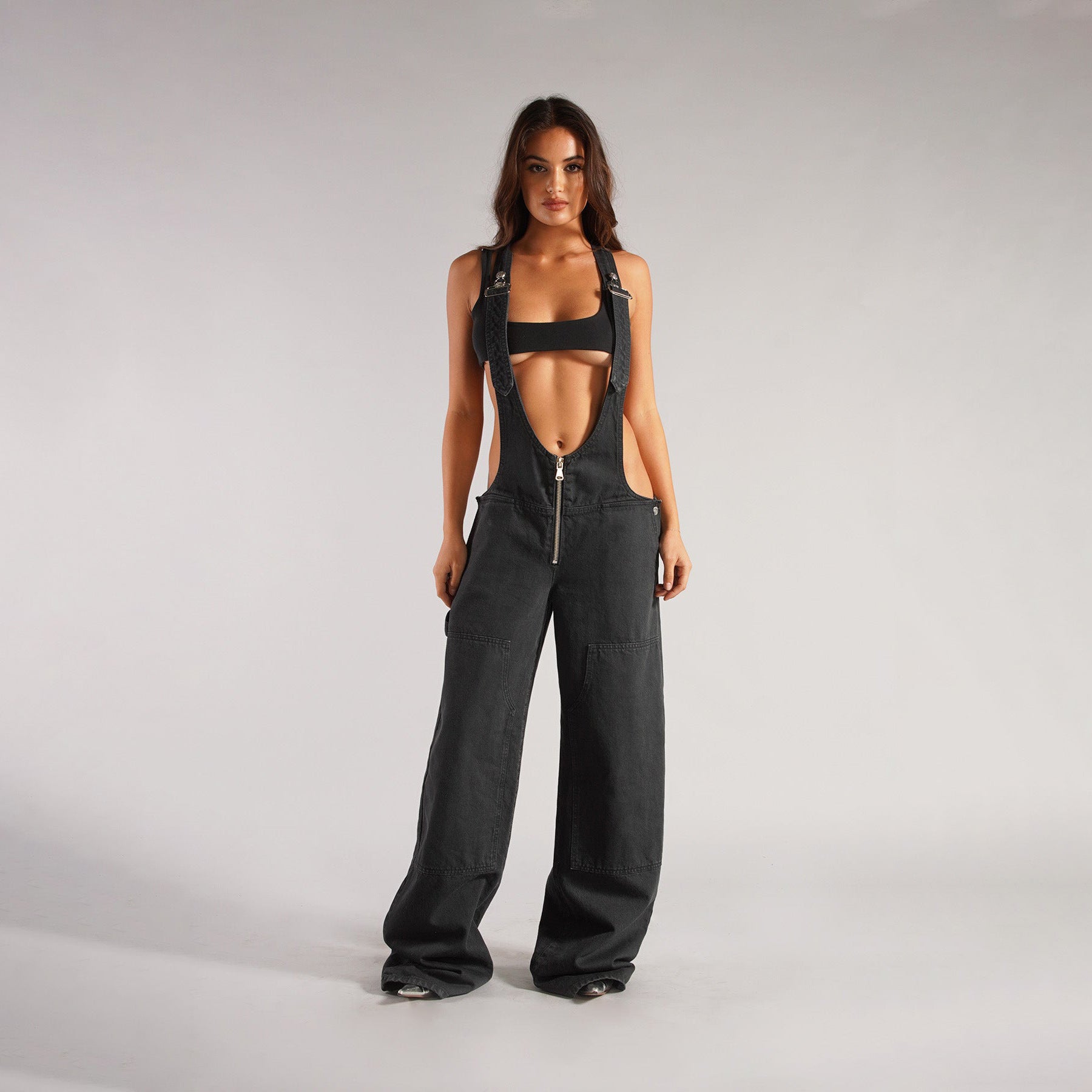 Y2K Denim Overalls with Pockets - Women's Fashion Loose Suspender Jumpsuit for Streetwear