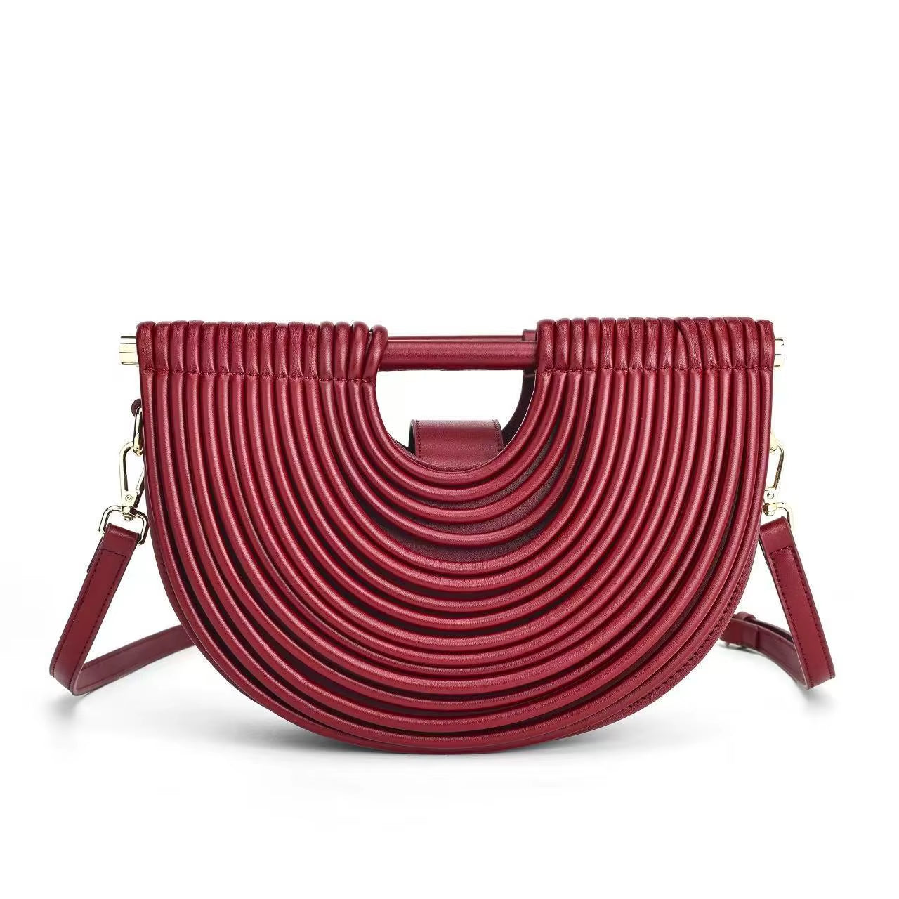 Luxury Handwoven Gold and Silver Evening Clutch for Women - 2025 Designer Brand Half Moon Rope Knotted Noodle Bag