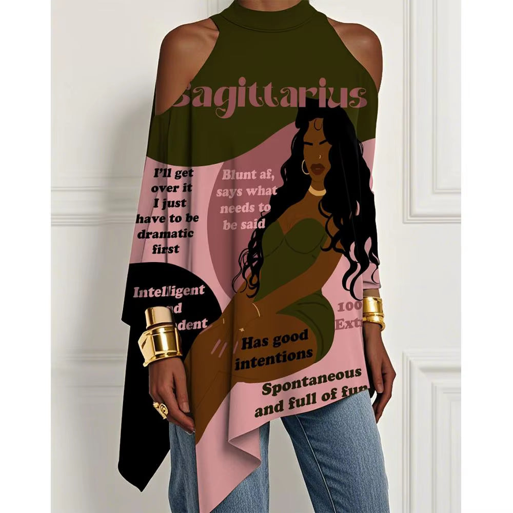 Trendy Off-The-Shoulder Dress with Irregular Hem and Loose Long-Sleeved T-Shirt Design in European and American Style
