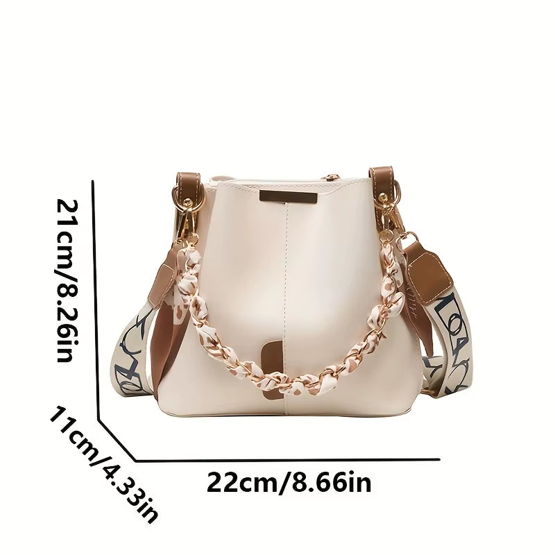 Women's Fashionable Large Capacity Shoulder Bag with Ribbon Chain - Ideal for Daily Commuting