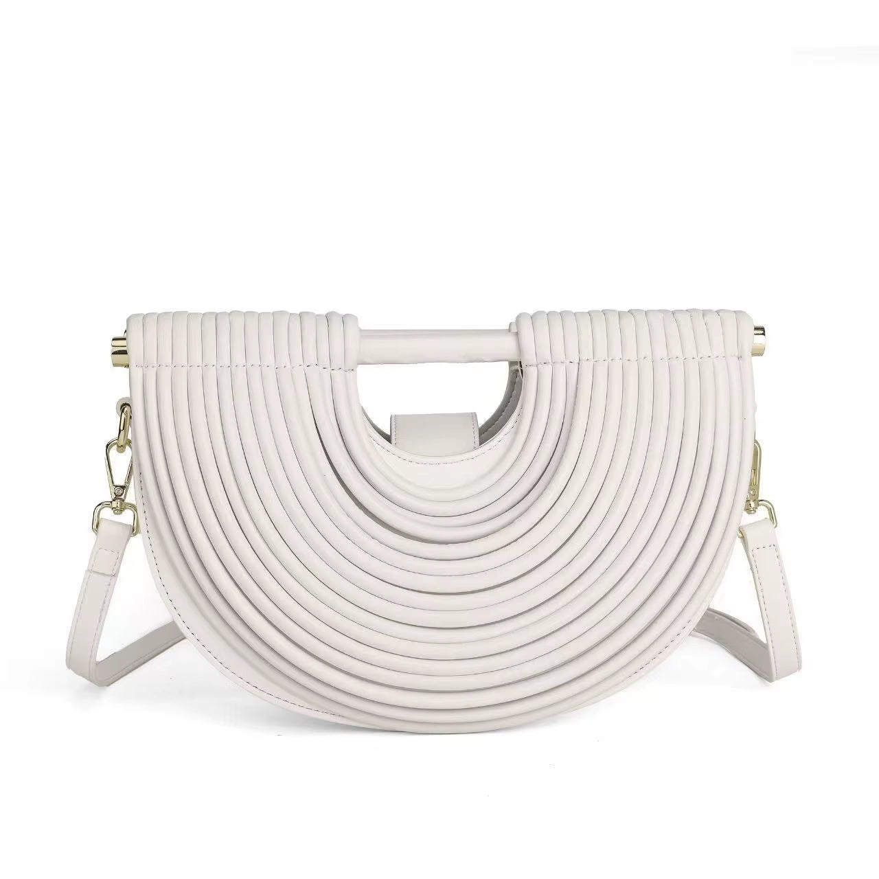 Luxury Handwoven Gold and Silver Evening Clutch for Women - 2025 Designer Brand Half Moon Rope Knotted Noodle Bag