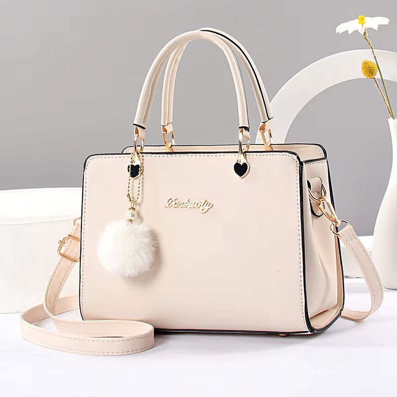 Pure Color Simple Fashion Atmospheric Women'S Handbag, the Temperament of the High-Grade All-In-One Travel Single Shoulder Cross