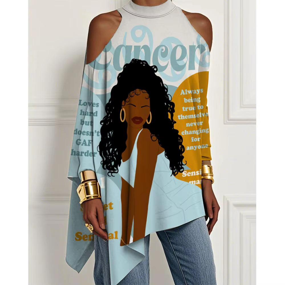 Trendy Off-The-Shoulder Dress with Irregular Hem and Loose Long-Sleeved T-Shirt Design in European and American Style