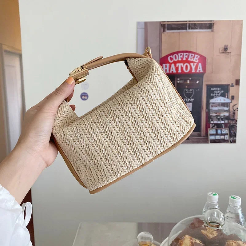 Korean-Inspired Summer Casual Handbag - Small Square Crossbody Bag for Women, Handwoven Commuter Shoulder Bag