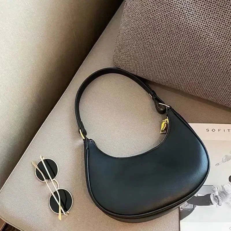 Luxury Designer Women's Leather Clutch and Shoulder Bag - Solid Color Casual Tote and Hobo Style Handbag