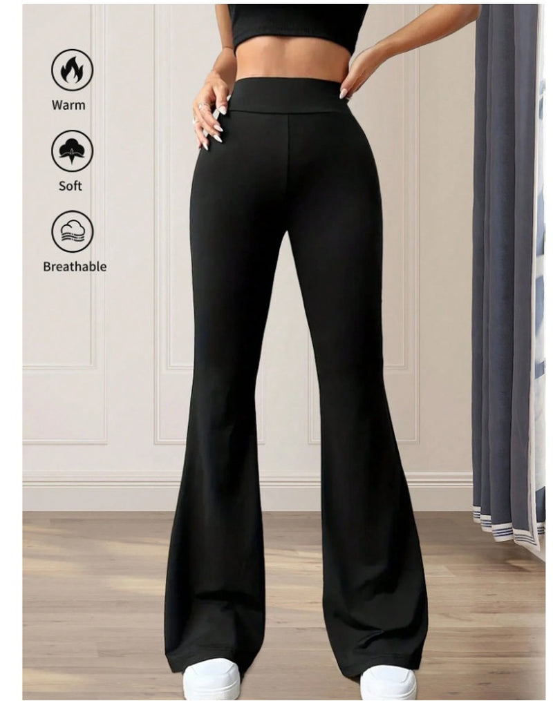 High-Waisted Bootcut Yoga Pants for Women in Solid Colors