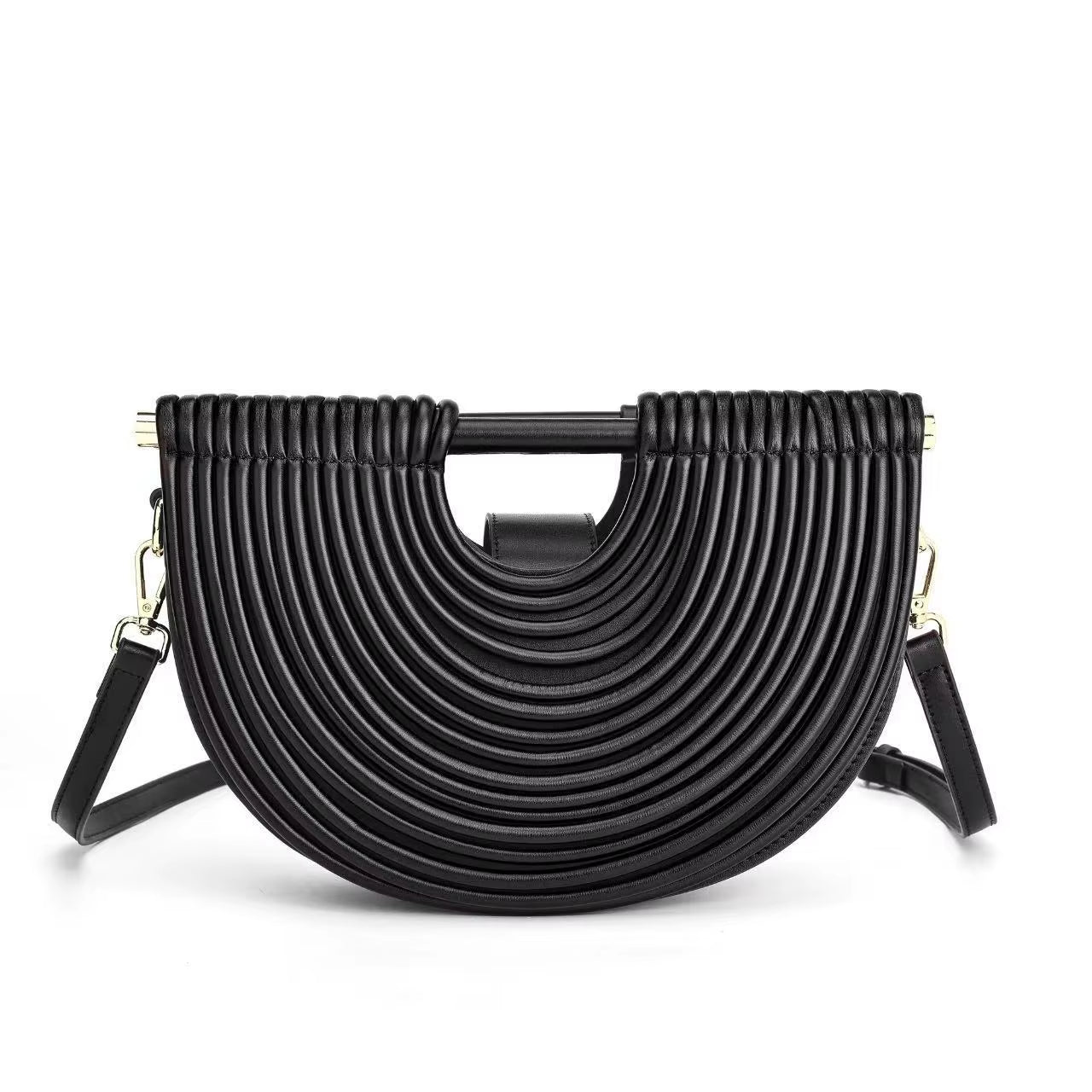 Luxury Handwoven Gold and Silver Evening Clutch for Women - 2025 Designer Brand Half Moon Rope Knotted Noodle Bag