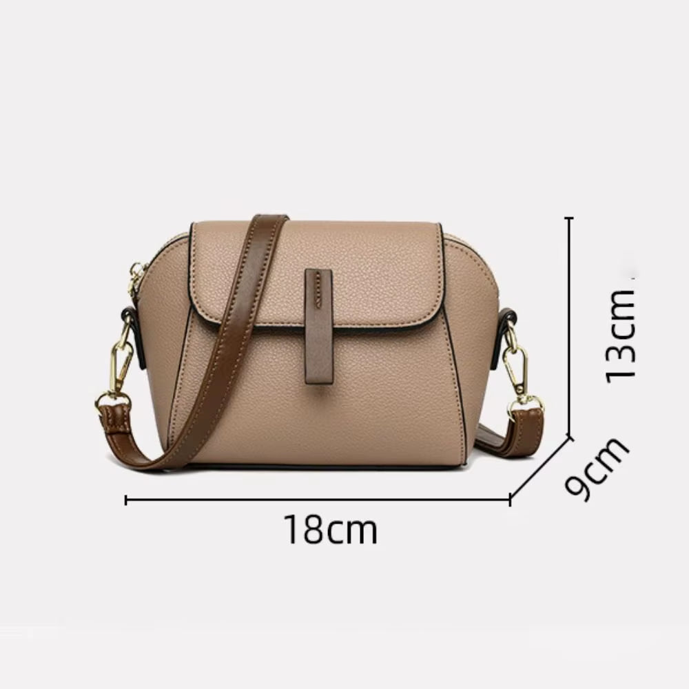 Luxury  Leather Women's Crossbody and Shoulder Bag - Elegant Solid Color Cowhide Handbag and Messenger Bag