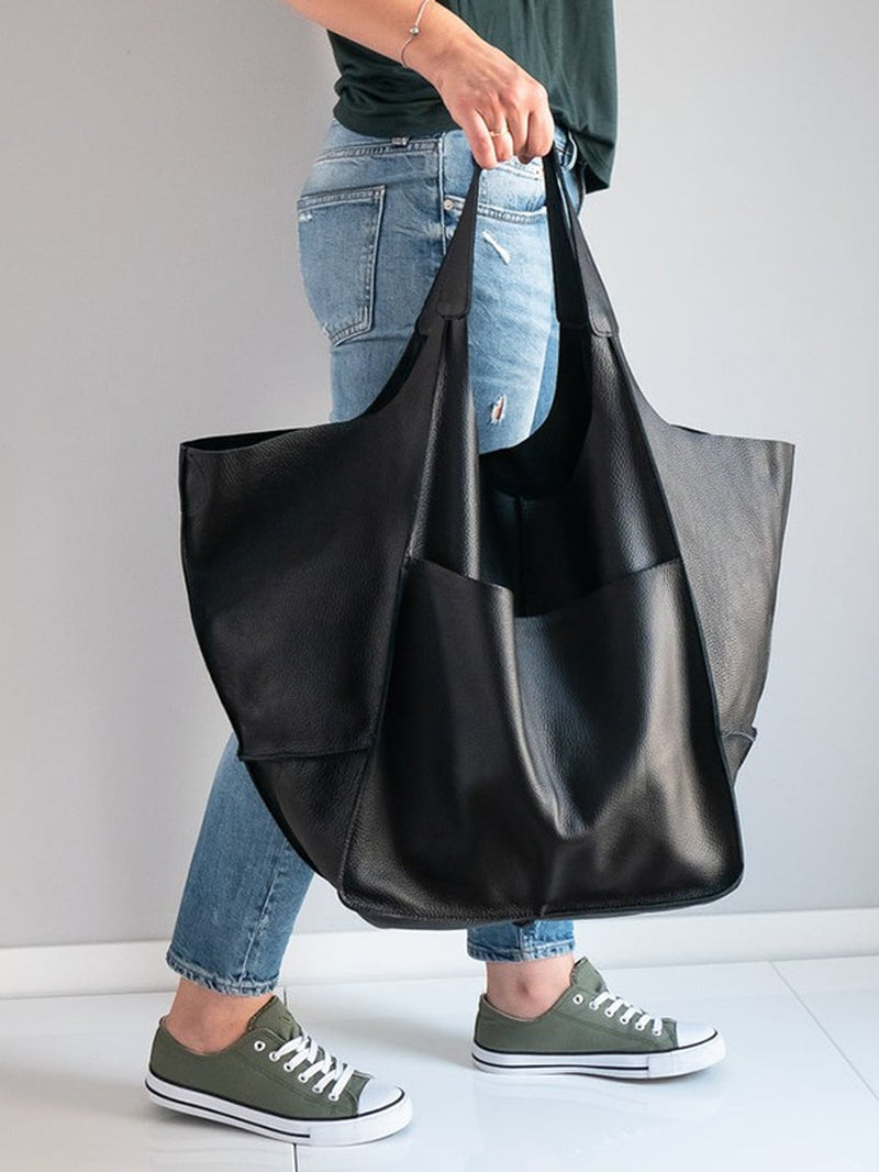 Luxury Vintage Large Capacity PU Leather Tote Bag for Women - Ideal for Beach Vacations and Everyday Use
