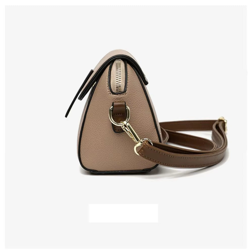 Luxury  Leather Women's Crossbody and Shoulder Bag - Elegant Solid Color Cowhide Handbag and Messenger Bag