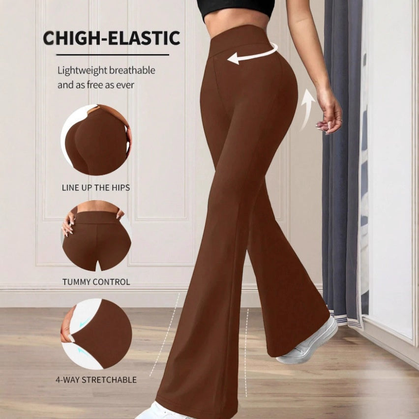 High-Waisted Bootcut Yoga Pants for Women in Solid Colors