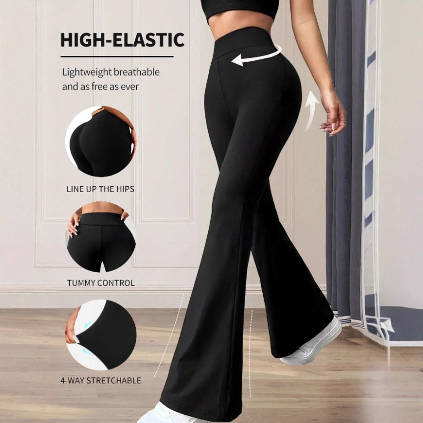 High-Waisted Bootcut Yoga Pants for Women in Solid Colors