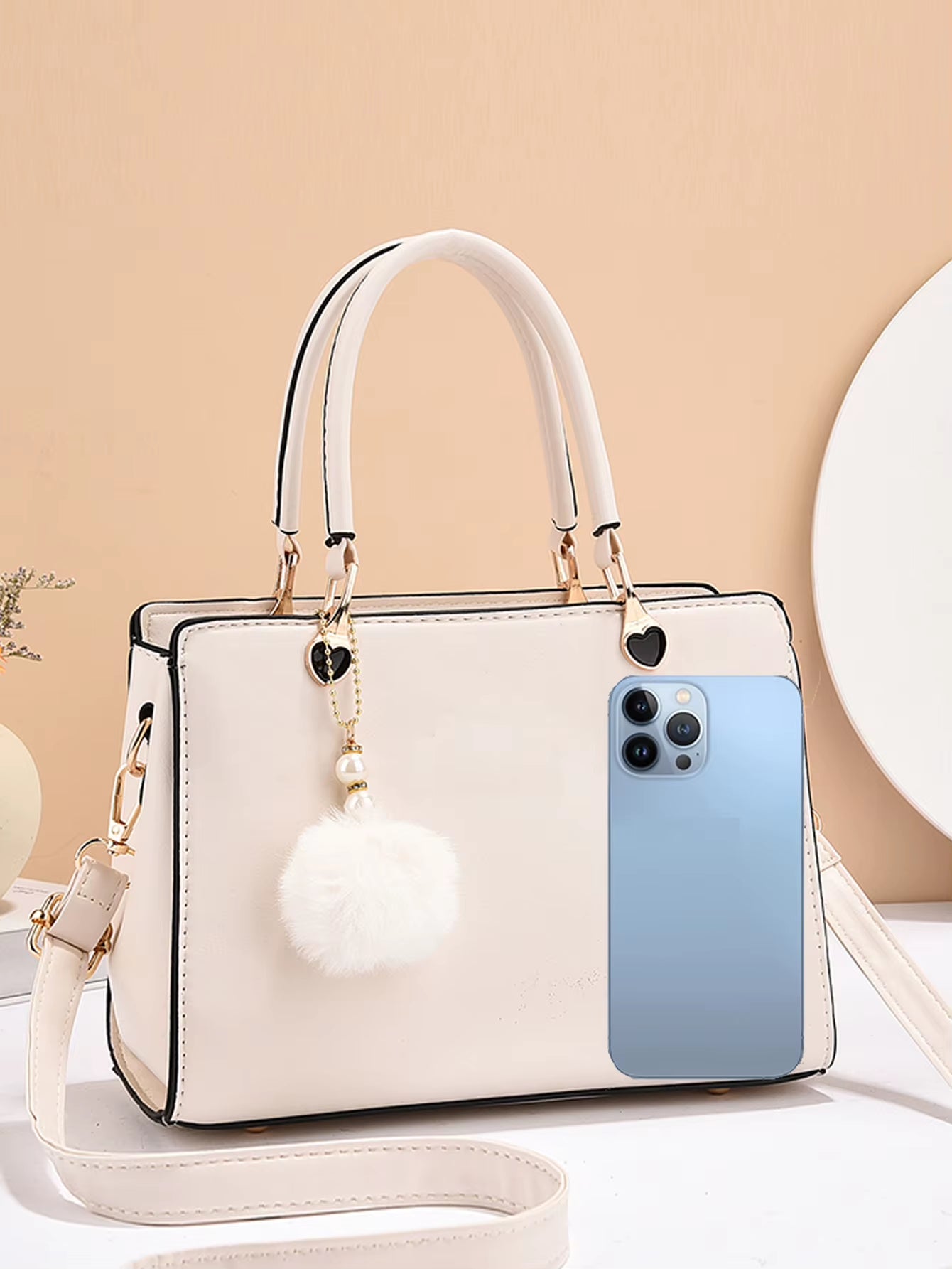 Pure Color Simple Fashion Atmospheric Women'S Handbag, the Temperament of the High-Grade All-In-One Travel Single Shoulder Cross